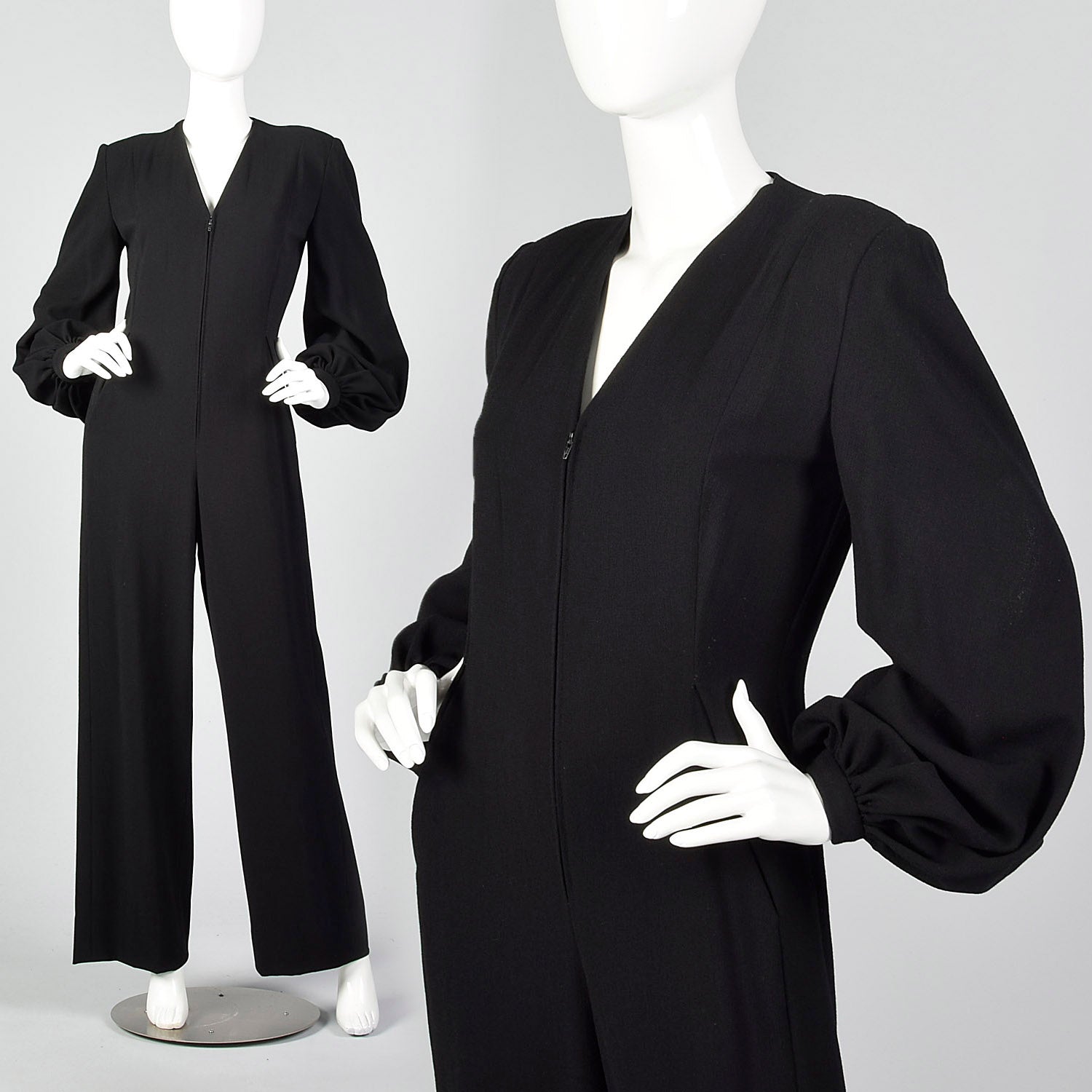 Small Pauline Trigere 1970s Wool Crepe Jumpsuit