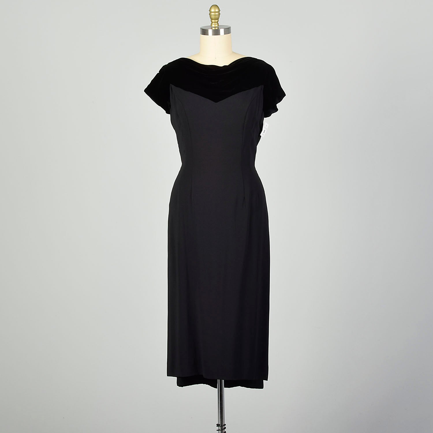 XL 1950s LBD Little Black Dress Velvet Evening Cocktail Party