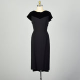 XL 1950s LBD Little Black Dress Velvet Evening Cocktail Party