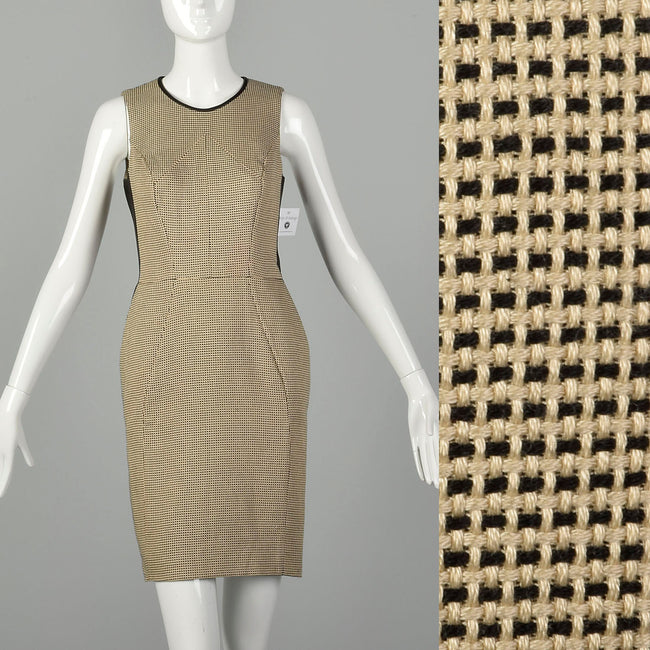 Small Jason Wu Tweed Dress Leather Panels Sleeveless Designer