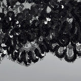 1980s Sheer Black Lace Dress with Sequins & Scalloped Hem