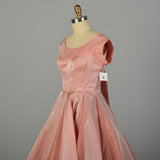 Medium 1950s Dress Pink Fit and Flare Circle Skirt Prom Evening Cocktail Gown