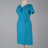 1960s Aqua Blue Ribbon Dress