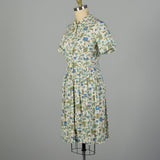 Large 1950s Day Dress Cotton Novelty Kitchen Cooking Print Short Sleeve Summer