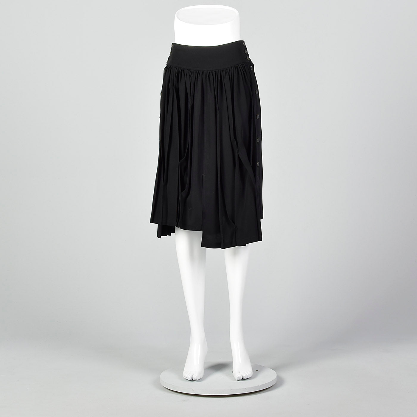 1990s Black Asymmetric Pleated Skirt