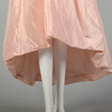 XS 1980s Victoria Royal Evening Gown Hi-Lo Skirt Beaded Pearl Bodice Pink Taffeta