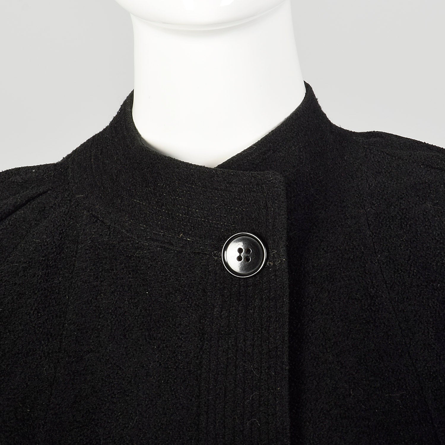 Medium 1930s Swing Coat Long Sleeve Soft Black Patch Pockets Winter