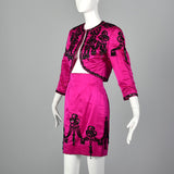 1980s Pilar Rossi Hot Pink Skirt Suit