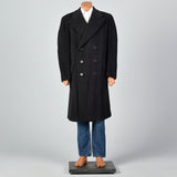 1940s Mens Black Mohair Overcoat