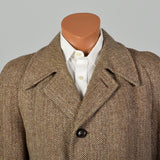 41 Medium 1950s Mens Brown Wool Tweed Coat