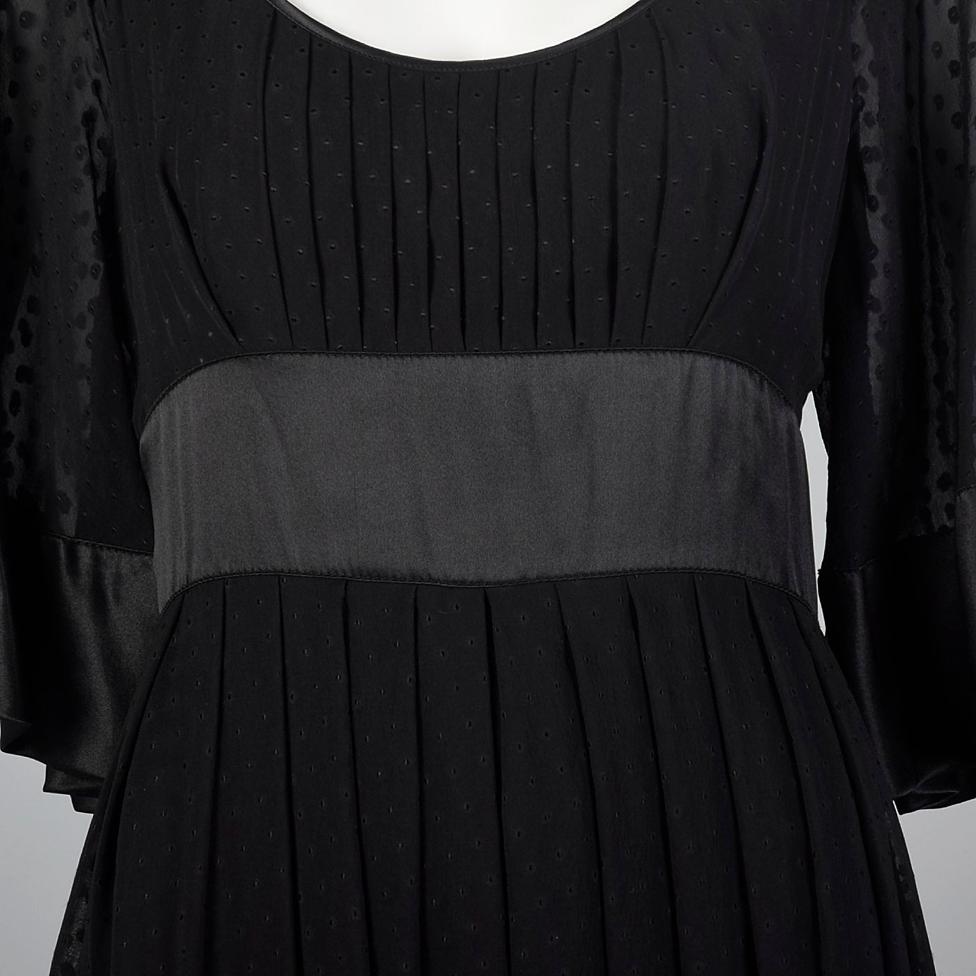 2000s Catherine Malandrino Black Silk Dress with Tie Back Waist