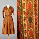 1960s Orange and Green Shirtwaist Dress