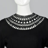 1950s Little Black Dress with Sheer Crochet Neckline