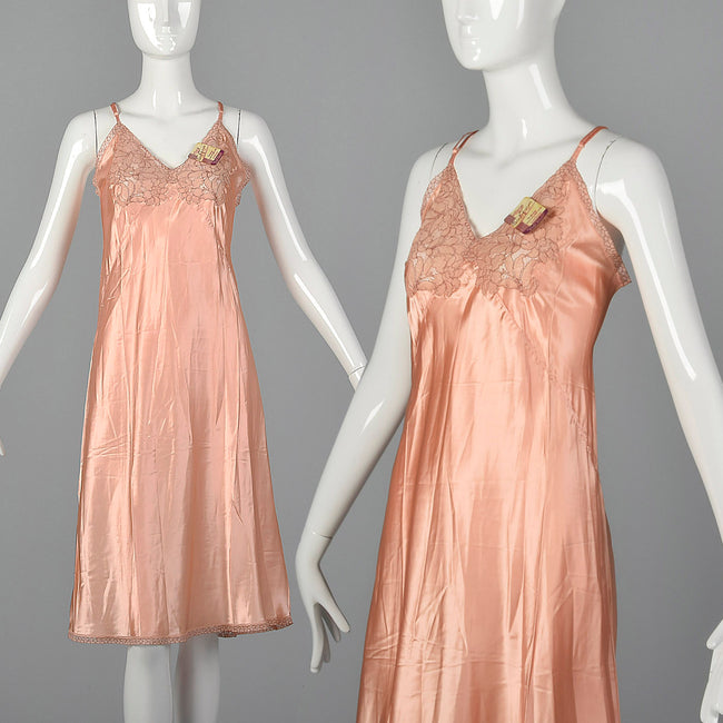 1940s Deadstock Pink Rayon Full Slip