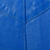 1980s Oversized Blue Leather Jacket with Batwing Sleeves
