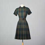 1950s Summer Dress in Green Plaid