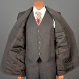 1970s Mens Three Piece Suit in Brown Pinstripe