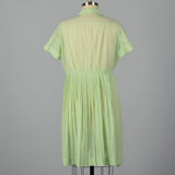 1950s Sheer Green Dress with Ruffle Bodice