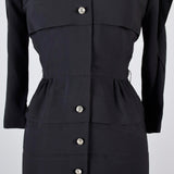 1950s Little Black Cocktail Dress with Layered Design