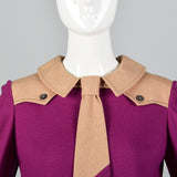 Mary Quant Knit Shift Dress with Menswear Style Necktie