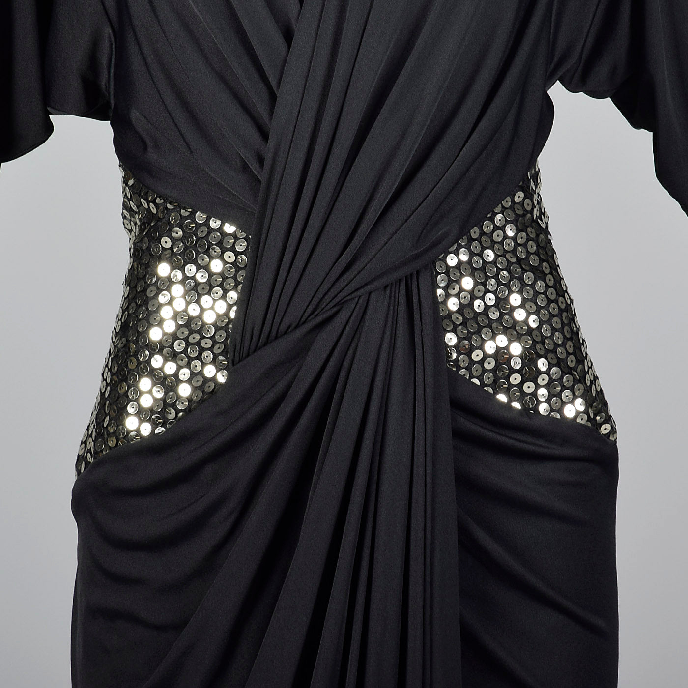 1980s Tadashi I. Magnin Sequin and Draped Dress