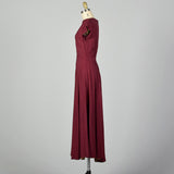 XS 1940s Burgundy Red Dress