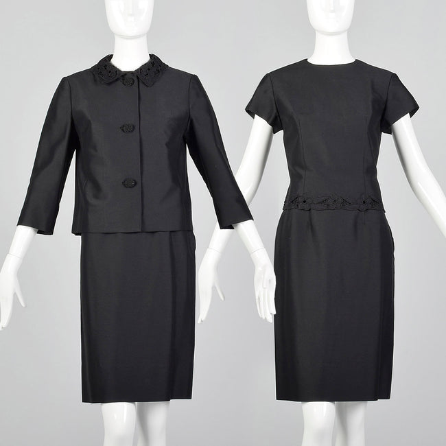 1960s Black Three Piece Skirt Set