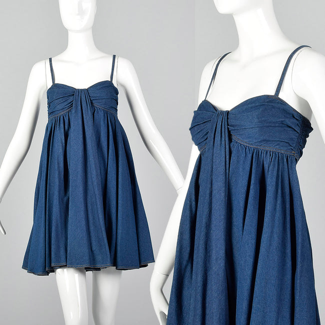 1990s DKNY Denim Babydoll Mini Dress