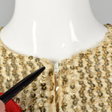 Medium Oscar de la Renta 1970s Long Gold Sequin Red Sleeve Dress