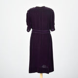 1930s Purple Silk Velvet Dress Art Deco
