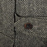 1970s Mens Herringbone Tweed Belted Norfolk Jacket