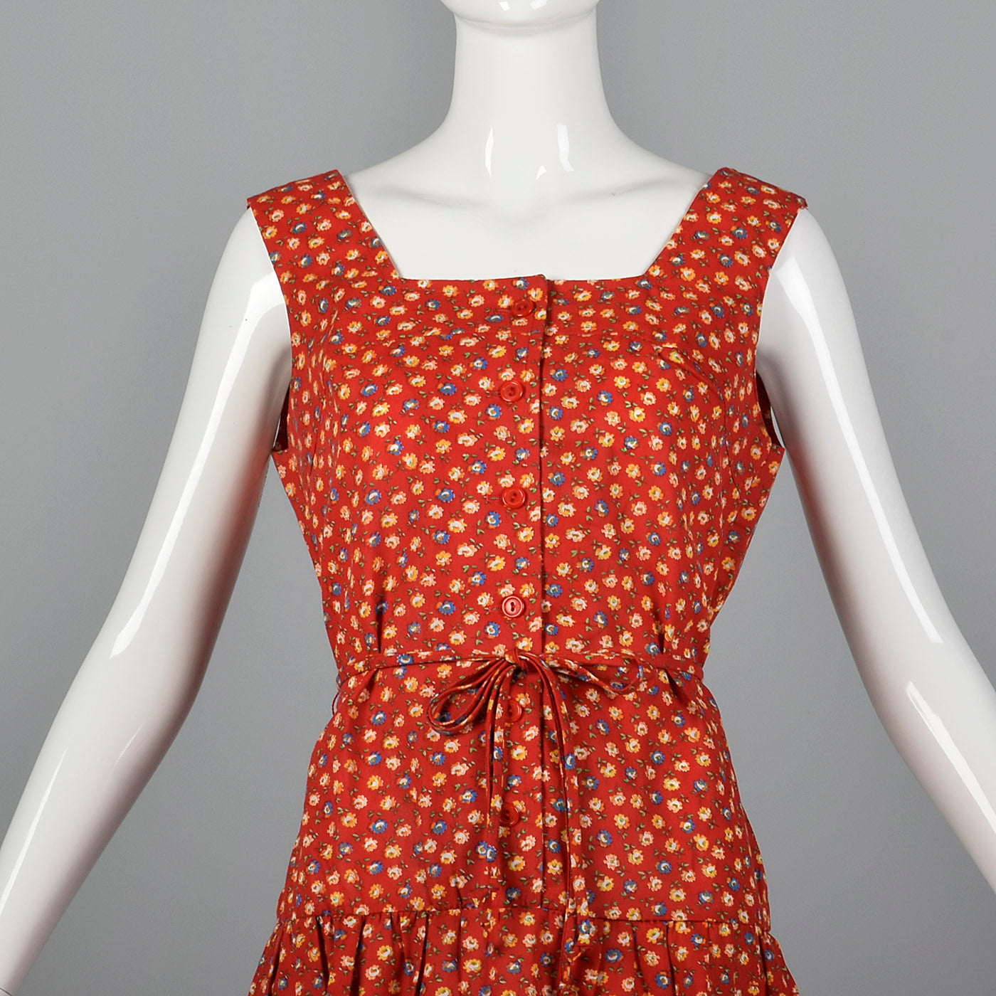 1960s Red Calico Sundress