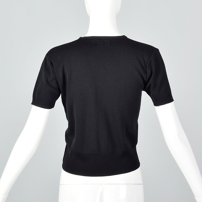 1960s Deadstock Black Nylon Knit Sweater