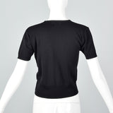 1960s Deadstock Black Nylon Knit Sweater