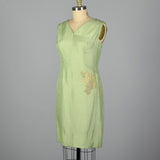 1960s Green Silk Shift Dress