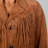 1970s Mens Brown Leather Fringe Jacket
