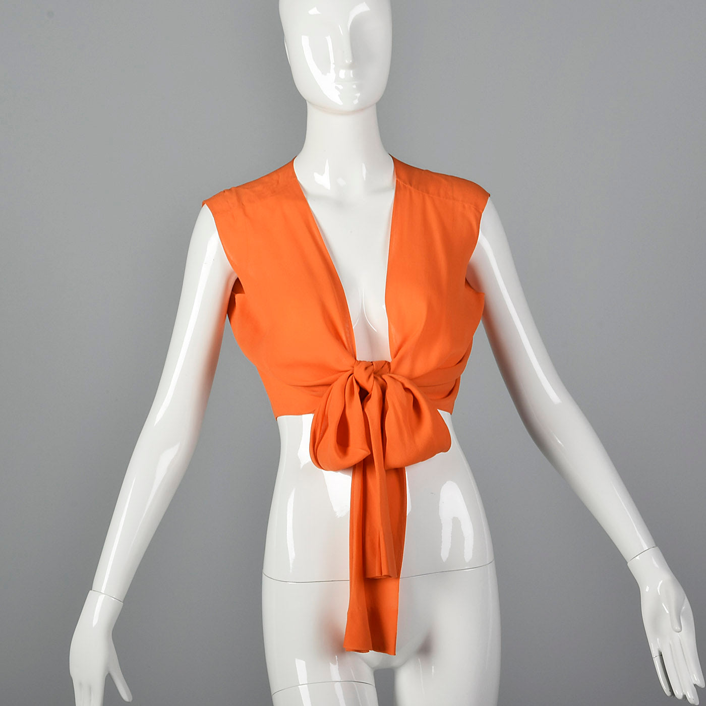 1970s Saks Fifth Avenue Orange Silk Crop Vest