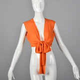 1970s Saks Fifth Avenue Orange Silk Crop Vest