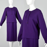 1970s Oscar de la Renta Purple Knit Two Piece Set