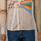 1970s Nik Nik Silky Baseball and Rainbow Print Disco Shirt