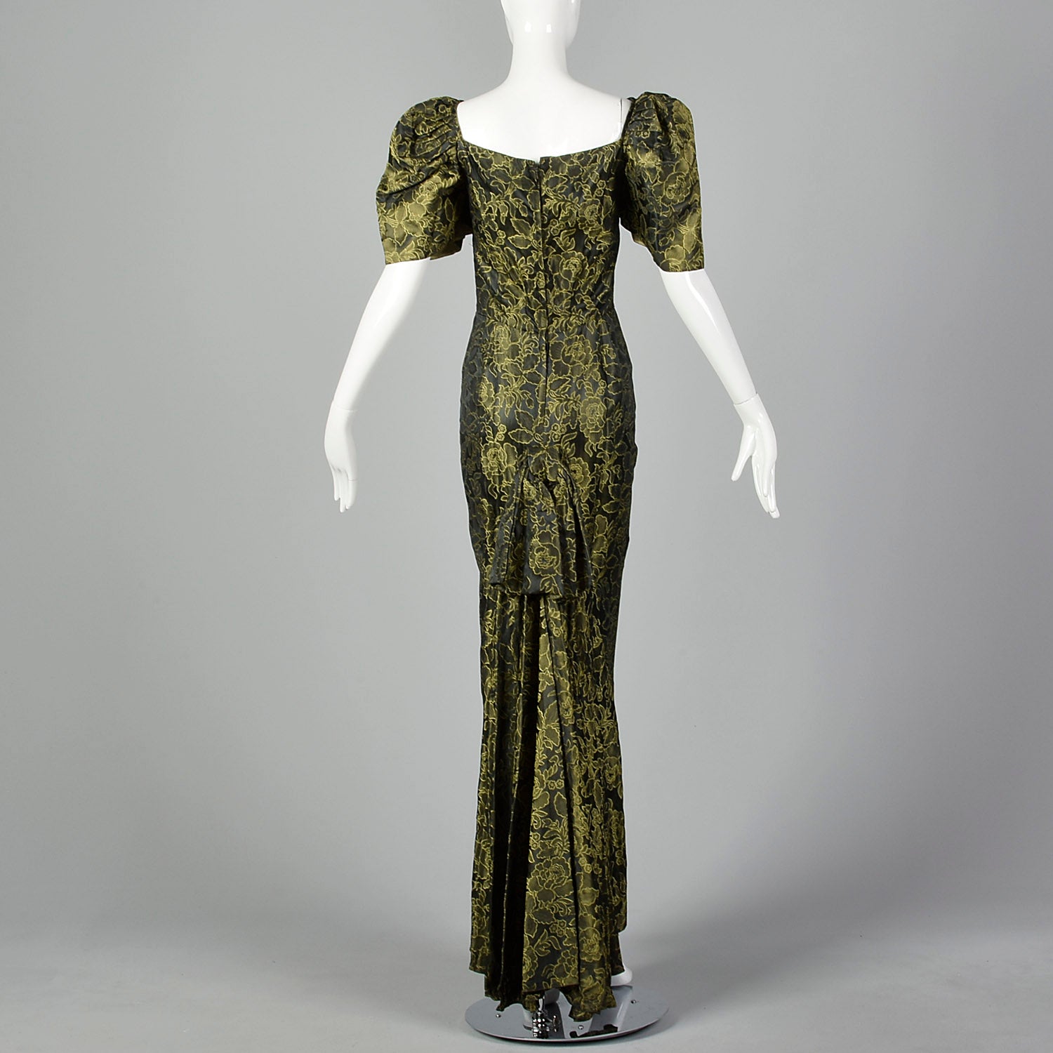 Small 1940s Damask Evening Gown Style & Salvage Small 1940s Damask Evening Gown Style & Salvage