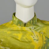1960s Green and Yellow Print Tunic and Pants Set