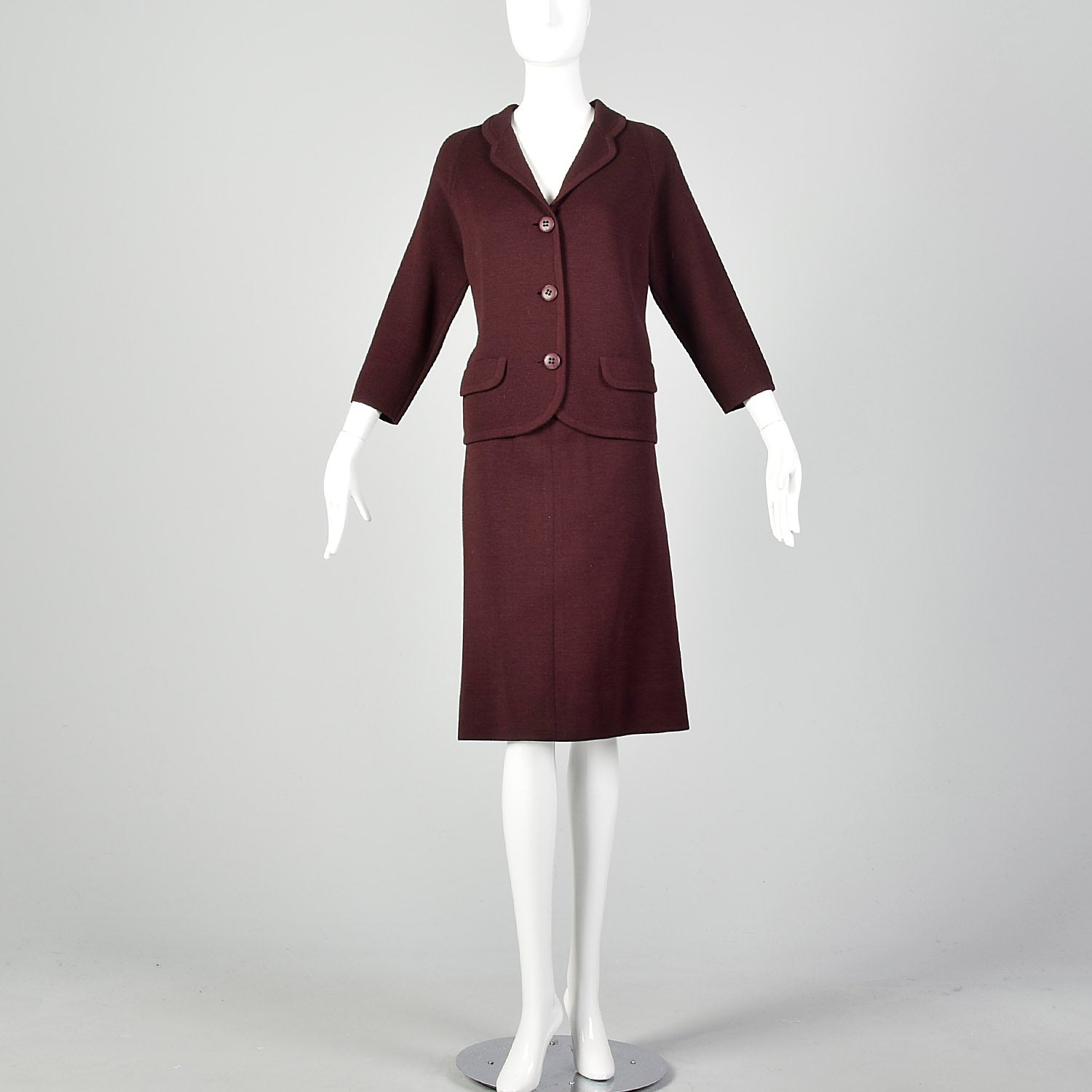 Large 1960s Dark Red Skirt Suit