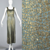 1930s Lamé Evening Dress, Formal Art Deco Gown