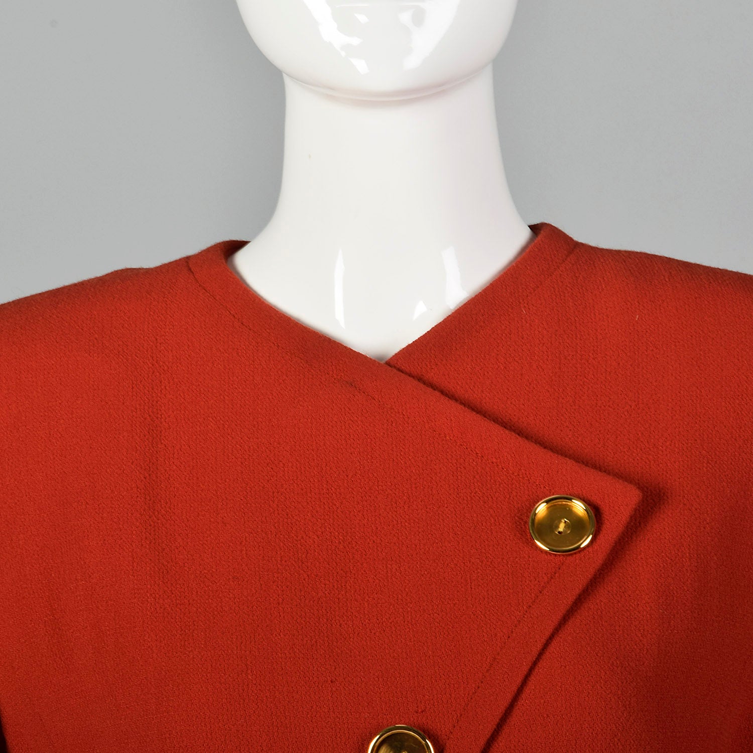 1980s Jaqueline de Ribes Asymmetric Red Wool Dress