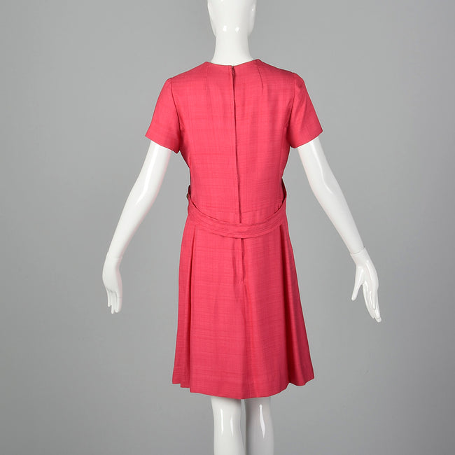 1960s Pink Linen Blend Shift Dress