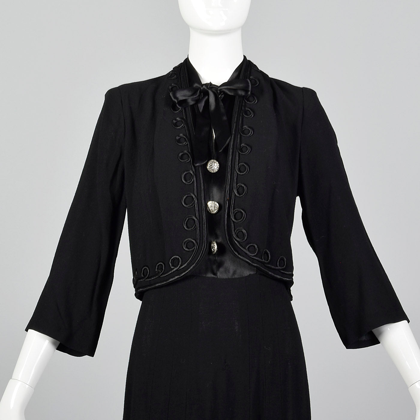 1930s Black Dress with Illusion Jacket