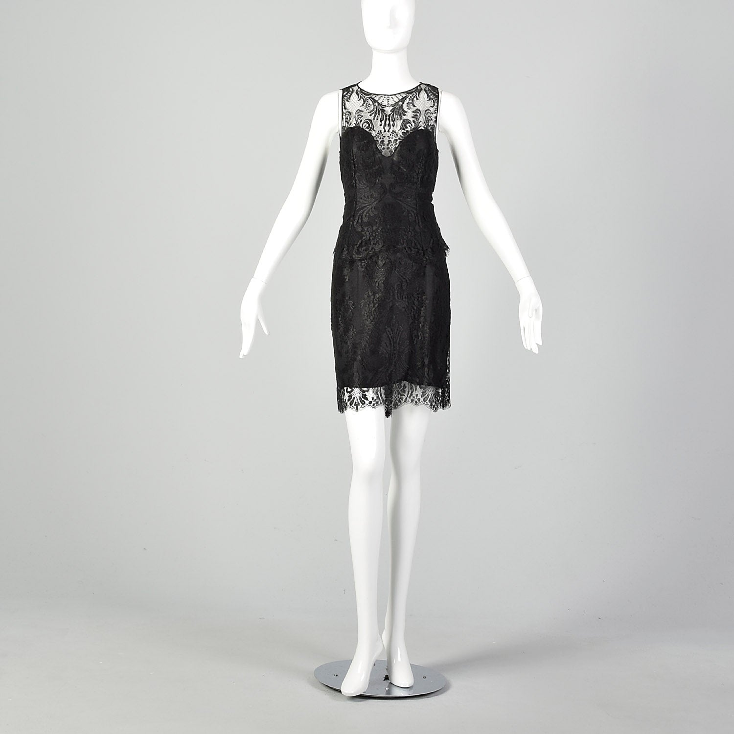 XS Pamela Dennis Matching Black Lace Skirt and Top Dress Set