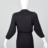 1940s Black Dress with Three Dimensional Applique and Soutache