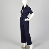 Small 1970s Navy Blue Jumpsuit